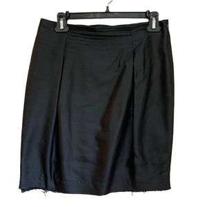 SINHA-STANIC Black Silk Wool Blend Raw Edge Trim Straight Skirt Vogue Designer 6